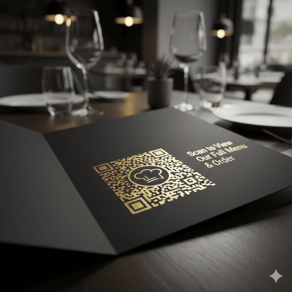 restaurant menu with logo qr