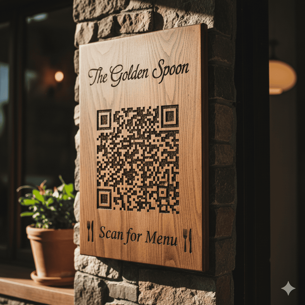Wooden or Engraved QR Code Signs
