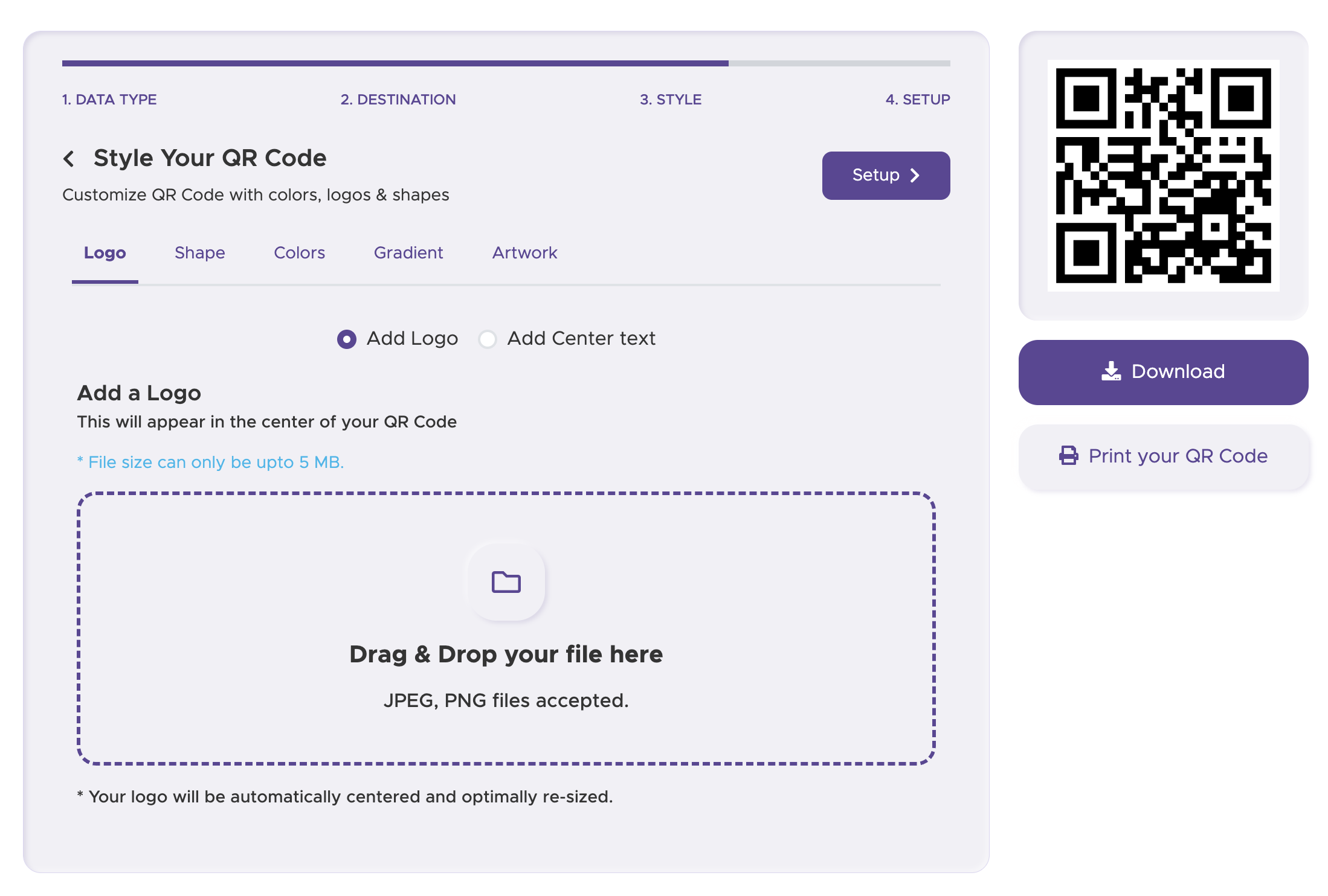 Step 3: Customize Your QR Code’s Design