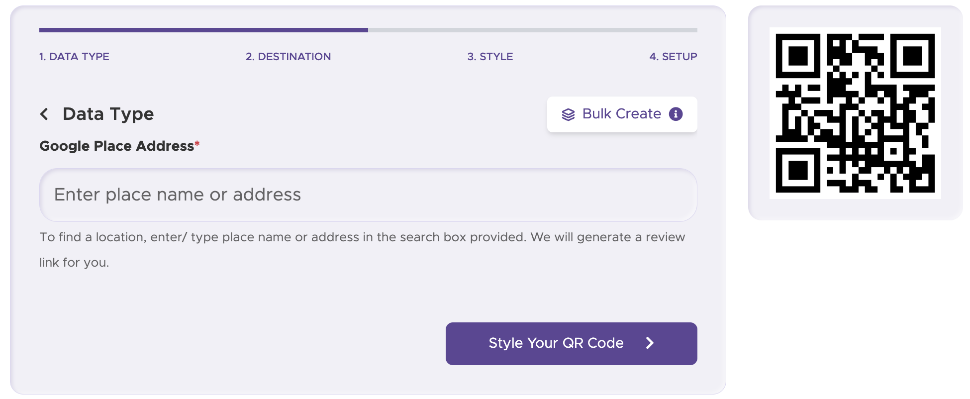 Étape 2 : Saisissez le lieu ou l’adresse