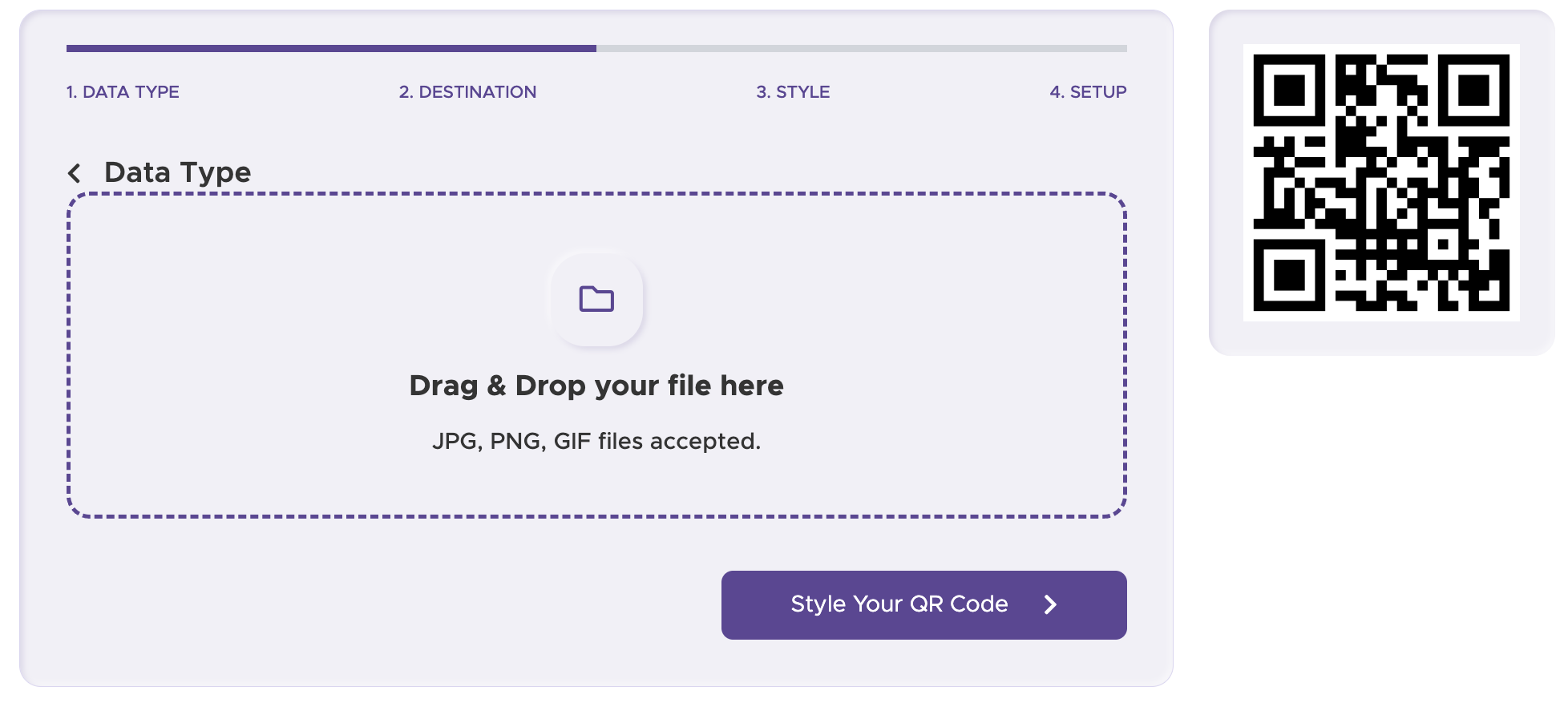 Étape 2: Sélectionner le bon type de code QR